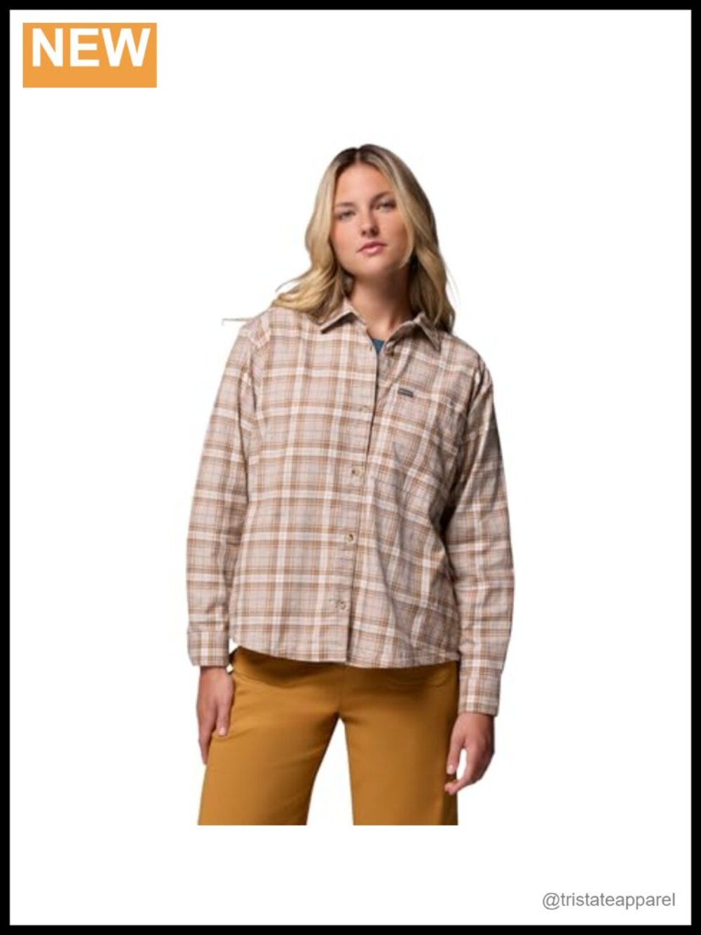 Columbia Womens Long Sleeve Button Down Shirt Cotton Checkered Camp Shirt